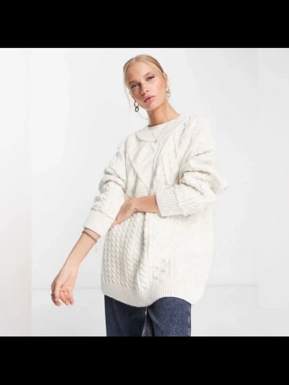 Free People Leslie Cable Knit Green Sweater Size Small - Picture 6 of 6